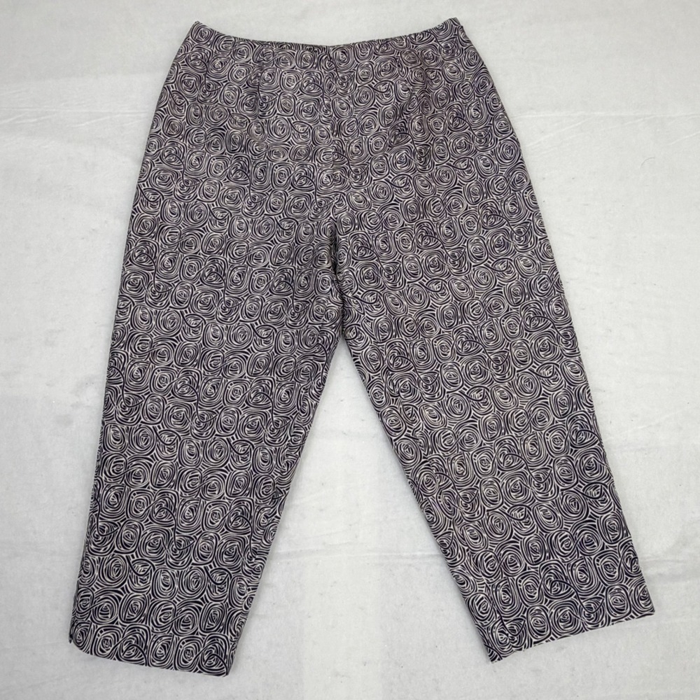 Allison Taylor Petite Black White Silk Swirl Rose Print Cropped‎ Pants Size 8P